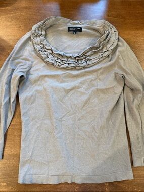Jones New York Taupe Ruffle-Cowl Sweater